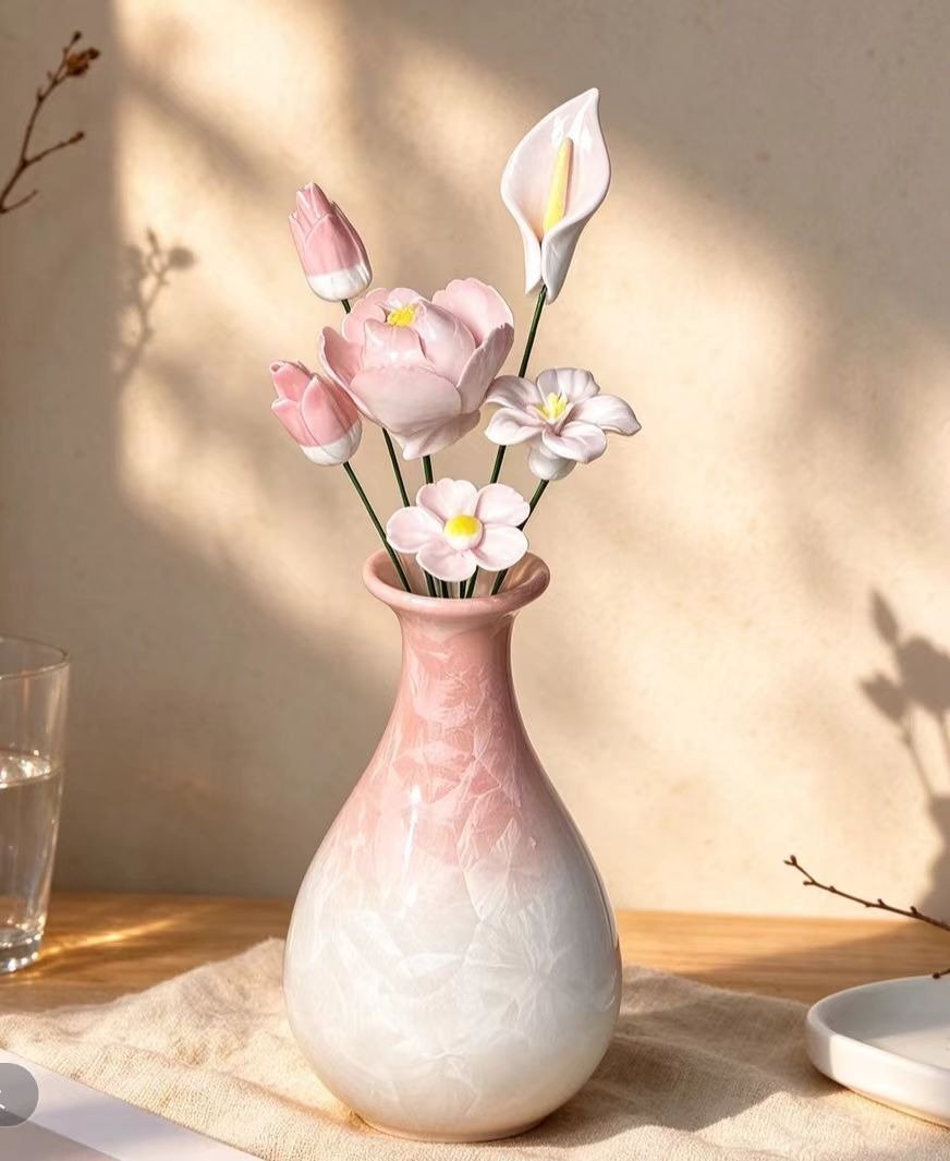 Pink fluted vase